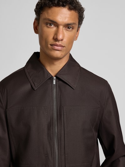 JAKE*S STUDIO MEN Regular Fit Hemdjacke mit Brusttaschen Dunkelbraun 3