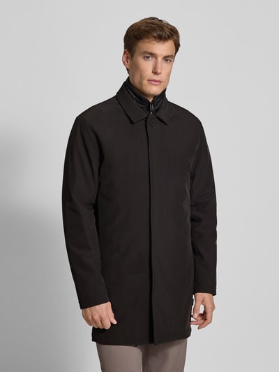 Matinique Lange jas met blinde knoopsluiting, model 'Philman' Zwart - 4