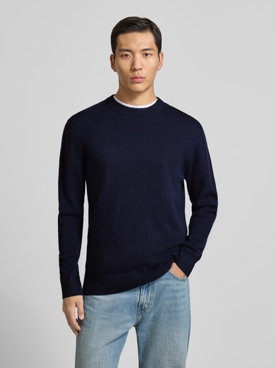 Matinique Gebreide pullover van lamswol met ronde hals Marineblauw - 4