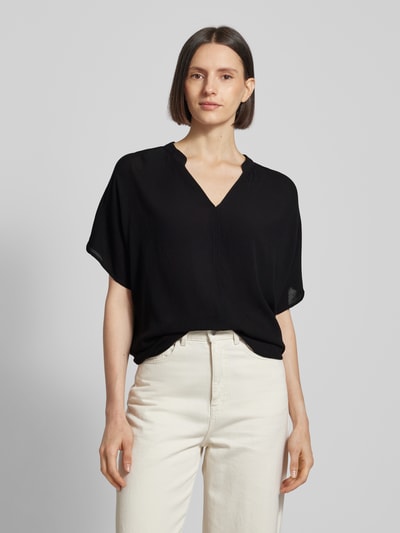 Montego Blouseshirt van viscose met V-hals Zwart - 4