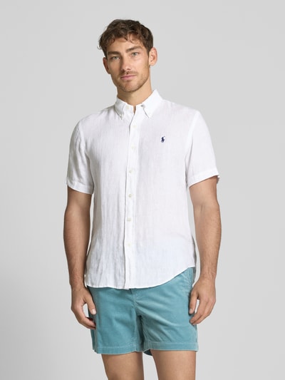 Polo Ralph Lauren Custom Fit Leinenhemd mit Button-Down-Kragen Beige 4