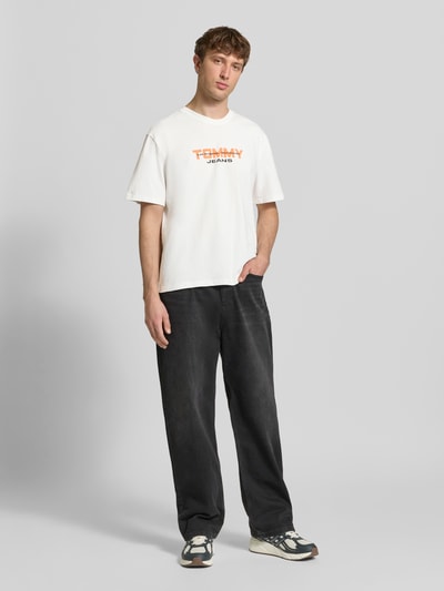 Tommy Jeans Regular Fit T-Shirt aus reiner Baumwolle Offwhite 1