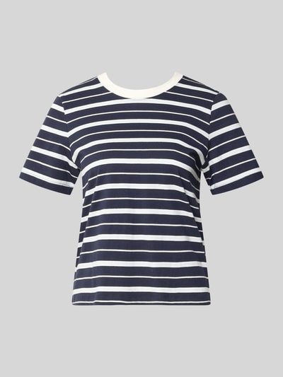 Produktfoto, Regular Fit T-Shirt aus reiner Baumwolle von s.Oliver RED LABEL, granatowo-białe paski, jersey, damska koszulka, allover wzór