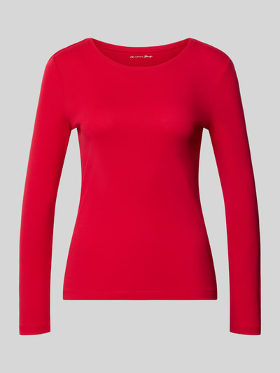 Produktfoto, Slim Fit Longsleeve aus reiner bawełna von Christian Berg Woman, krój slim fit, taliowany, okrągły dekolt, czerwony, Długość tyłu w rozmiarze S: 59 cm
