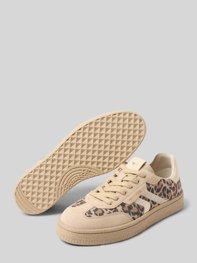 Produktfoto, Sneaker aus echtem Leder von Tamaris für Damen mit beigen und braunen Farben, Leopardenmuster, strukturierte Gummisohle