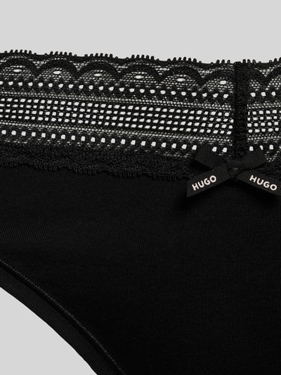 HUGO String van katoenmix in een set van 3 stuks, model 'TRIPLET LACE BRIEF' Zwart - 2