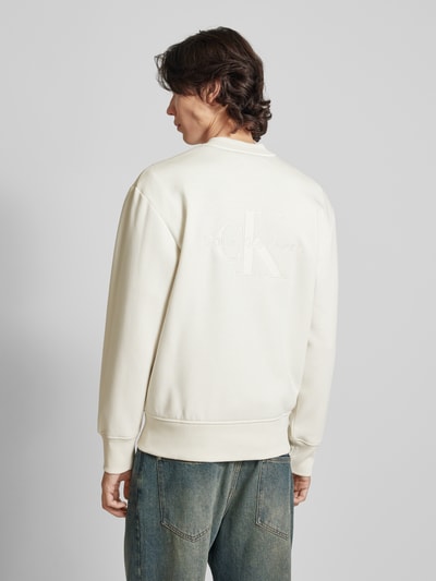 Calvin Klein Jeans Sweatjack met labelpatch, model 'APPLIQUE' Offwhite - 5