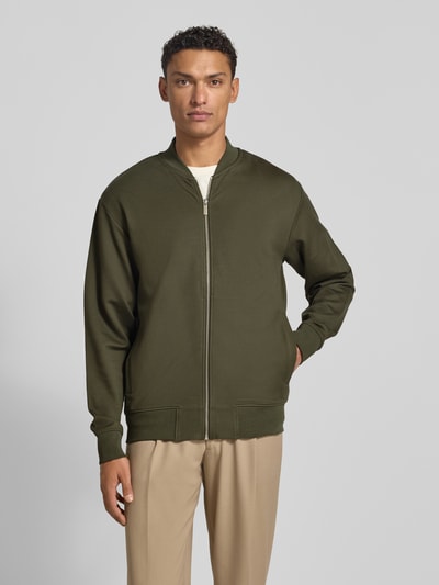 SELECTED HOMME Relaxed fit sweatjack van katoenmix, model 'MACK' Olijfgroen - 4