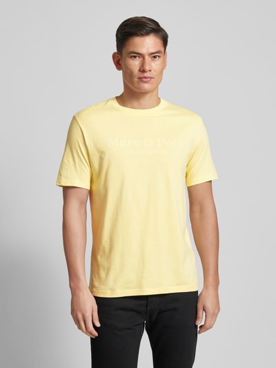 Marc O'Polo T-shirt met labelprint Lichtgeel - 4