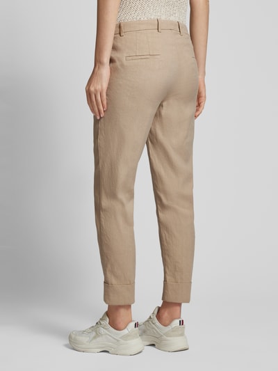 Cambio Regular fit linnen broek met verkort model, model 'KRYSTAL' Camel - 5