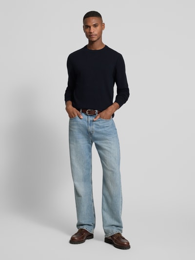 Profuomo Strickpullover aus Woll-Mix mit Rundhalsausschnitt Marine 1