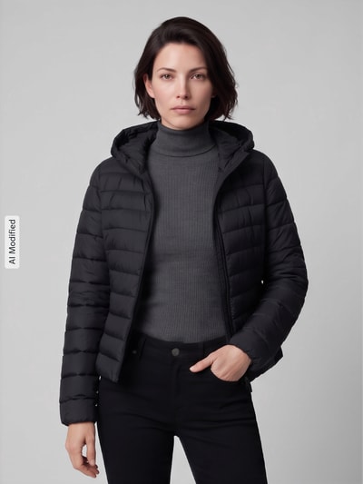 ONLY kroj regular fit kurtka pikowana z kapturem model 'TAHIA' Czarny 4