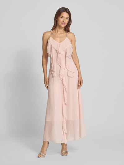 Vero Moda Długa sukienka z falbanami model ‘CAMILLE’ Różowy 4