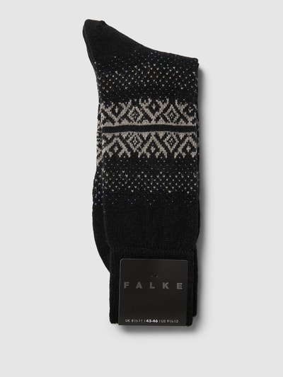 Falke Sokken met all-over motief, model 'Inverness' Zwart - 3