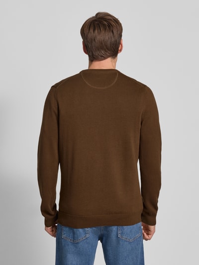 Christian Berg Men Gebreide pullover met ribboorden Donkerbruin gemêleerd - 5