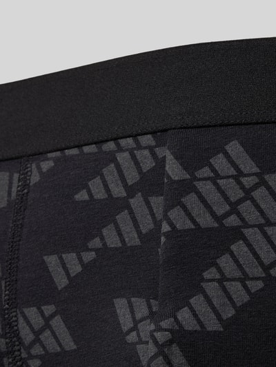 Produktfoto, Trunks im 3er-Pack aus Baumwoll-Mix von adidas Sportswear, unifarbenes Jersey mit Logo-Print und elastischem Bund, Detailansicht.