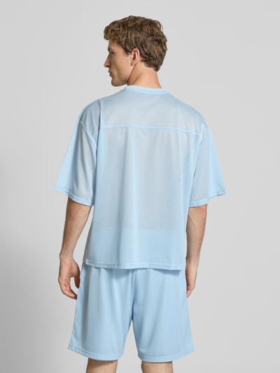 REVIEW T-Shirt aus Mesh mit Logo-Print Hellblau 5