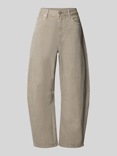 Produktfoto, Barrel Jeans aus reiner Baumwolle von Calvin Klein Jeans in sandigem Beige mit lockerer Passform, sichtbare Nähte und glatter Baumwoll-Denim-Struktur
