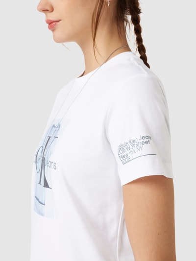 Calvin Klein Jeans T-Shirt mit Label-Print Weiss 3