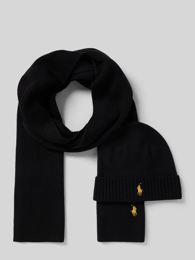 Polo Ralph Lauren Sjaal en muts van wol in een set Zwart - 1