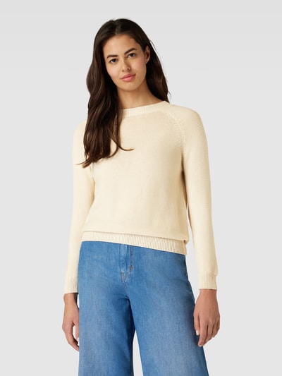 Weekend Max Mara Gebreide pullover in wit met ronde hals, model 'LINZ' Zand - 4