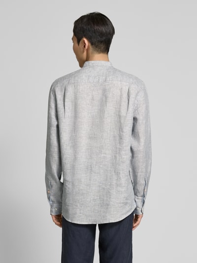 Christian Berg Men Regular Fit Leinenhemd mit Stehkragen Khaki 5