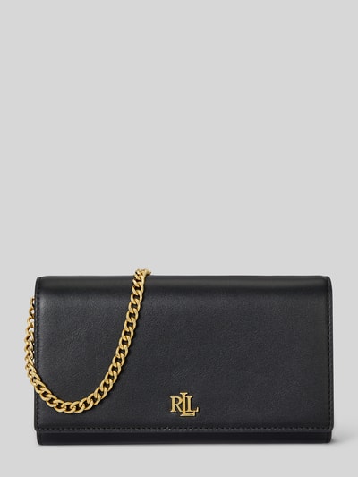 Lauren Ralph Lauren Torba na ramię z czystej skóry z detalem z logo Czarny 1