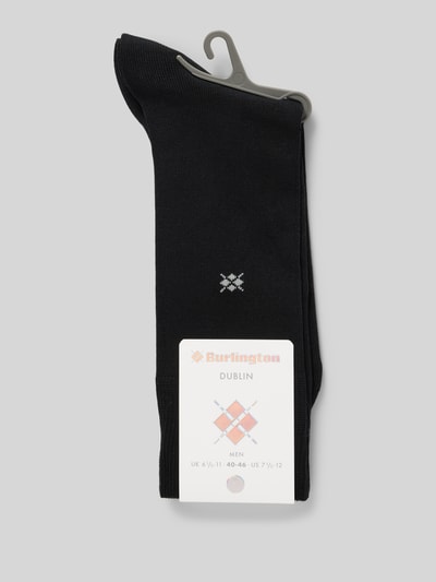 Burlington Socken mit Label-Print Modell 'Dublin' Black 3