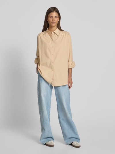 BOSS Orange Relaxed Fit Bluse mit Kentkragen Modell 'Belegant' Sand 1