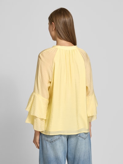 zero Bluse mit Volants und Schlüsselloch-Ausschnitt Hellgelb 5