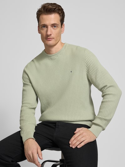 Christian Berg Men Strickpullover mit Logo-Stitching Oliv 3