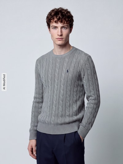 Polo Ralph Lauren Pullover mit Logo-Stitching Hellgrau 4