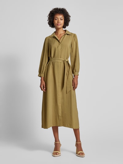 Bash Sukienka midi z wiązanym paskiem model ‘LARA’ Khaki 4