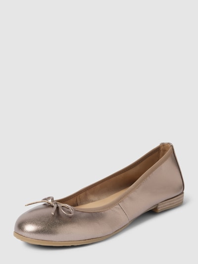 Marco Tozzi Lederballerinas in metallic Hellgrau 1