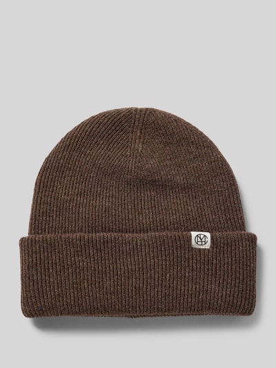MSCH Copenhagen Beanie aus Wolle mit Label-Patch Dunkelbraun Melange 1