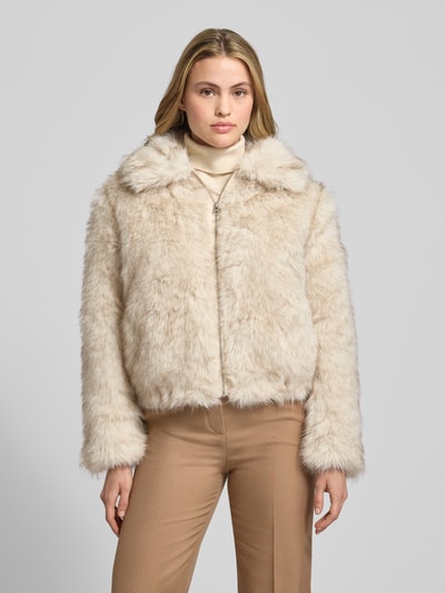 Stefanel Jacke aus Kunstfell mit Reißverschluss Ecru 4
