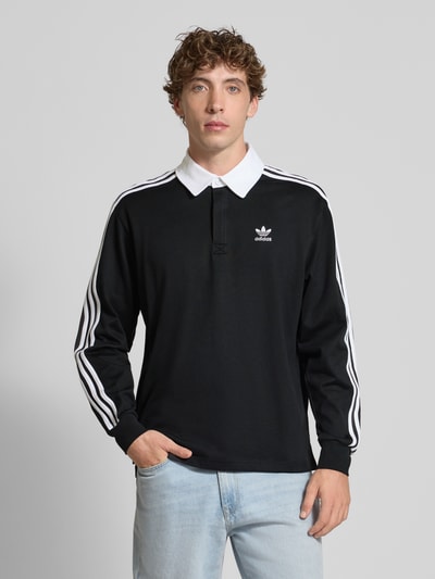adidas Originals Poloshirt met labelstitching, model 'Rugby Polo' Zwart - 4
