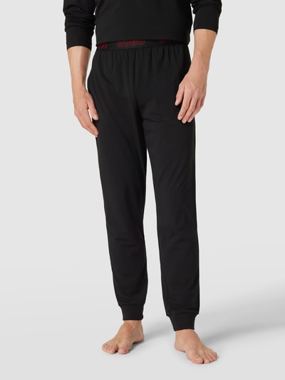 HUGO Sweatpants met labelstitching, model 'Unite' Zwart - 4