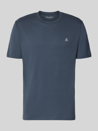 Produktfoto, Regular Fit T-Shirt aus reiner Baumwolle von Marc O'Polo, niebieski, gładki, logo na piersi, krój regular fit, dekolt okrągły, krótki rękaw
