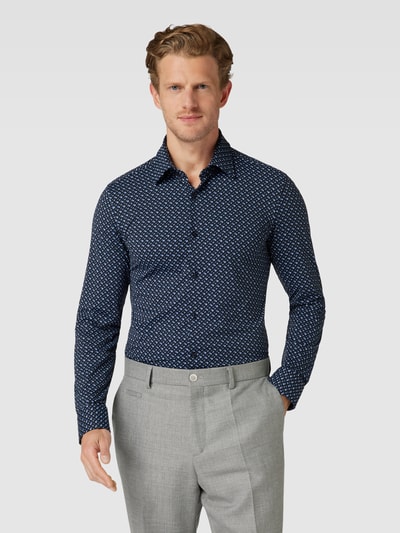 BOSS Slim Fit Business-Hemd mit feinem Allover-Muster Blau 4