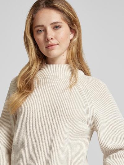 Tom Tailor Loose Fit Strickpullover mit gestreiftem Ripp-Muster Beige 3