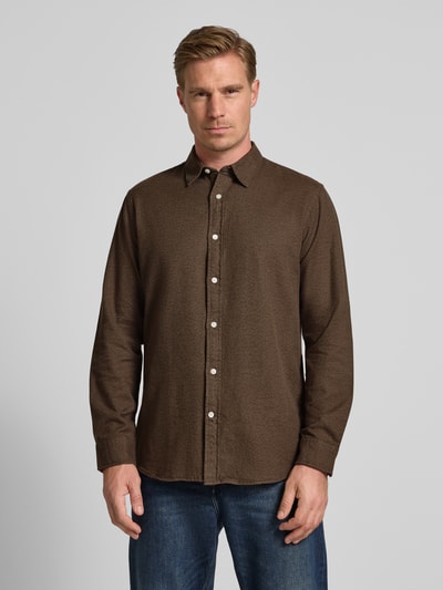 SELECTED HOMME Regular fit vrijetijdsoverhemd van puur katoen, model 'NOAH' Chocoladebruin - 4