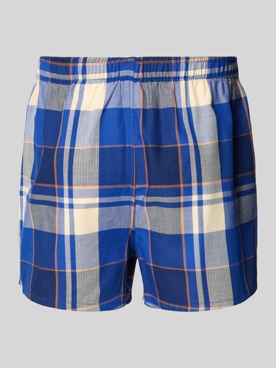 Produktfoto, Boxershorts mit elastischem Bund im 2er-Pack von Schiesser in Blau, Grau und Beige mit Karomuster aus reiner Baumwolle, Regular Fit