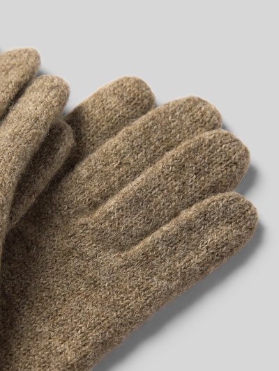 Roeckl Walkhandschuhe aus Schurwolle mit Wappen Emblem Taupe 3