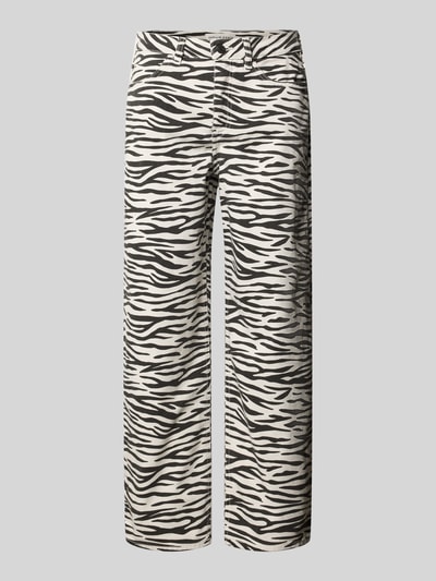 Produktfoto, Barrel Fit Jeans mit Animal-Print Modell 'Mari Clear Zebra' von OPUS PANTS, schwarz-weiße Zebra-Streifen, Baumwoll-Mix, glatte Oberfläche