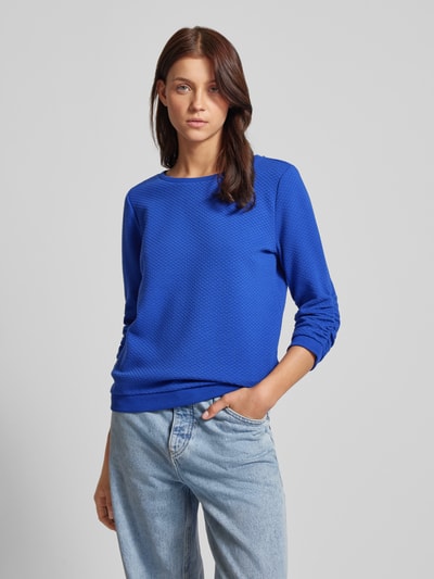 Tom Tailor Denim Getailleerd sweatshirt met elastisch structuurmotief Donkerblauw - 4