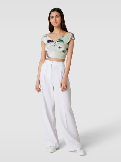 Lipsy Cropped T-Shirt mit V-Ausschnitt Mint 1