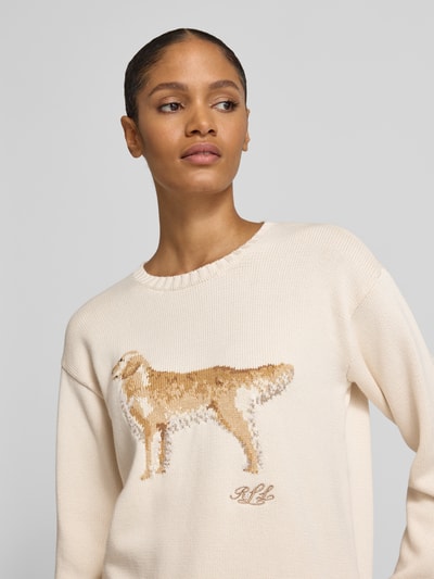 Lauren Ralph Lauren Sweter z dzianiny z detalem z logo model ‘RIEDNEE’ Écru 3
