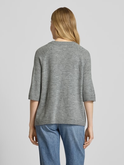 s.Oliver RED LABEL Sweter o kroju regular fit z dzianiny z dodatkiem wełny z alpaki Jasnoszary melanż 5