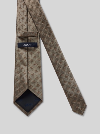 Produktfoto, Krawatte aus Seide im Allover-Look (8 cm) von JOOP! Collection, braunes Muster, klassische Form, Label-Detail, glatte Textur